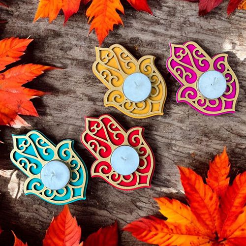 Divine Hamsa Hand Diyas Set