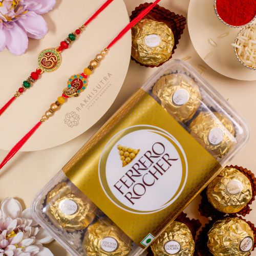 Auspicious Rakhi Set N Rocher Delight