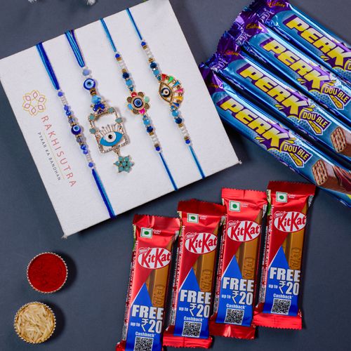 Premium Evil Eye Rakhi Trio  N  Chocolaty Bliss