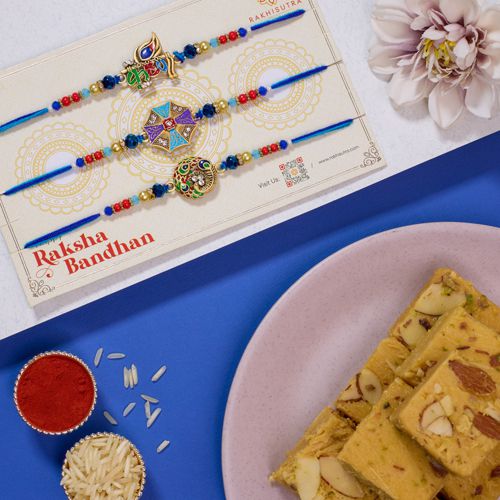 Triple Kundan Rakhis  N  Sweet Soan Papdi Treat