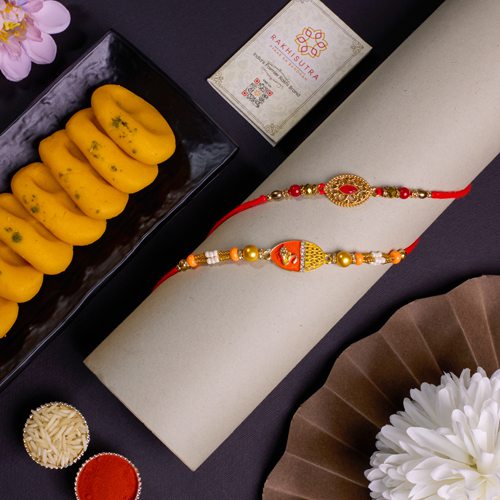 Luxurious Rakhi Combo with Kesar Peda